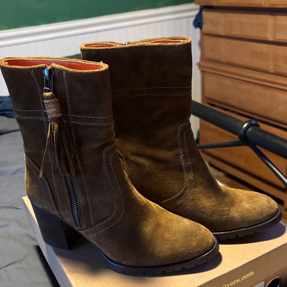 Penelope Chilvers Dark Brown Suede Heeled Boots